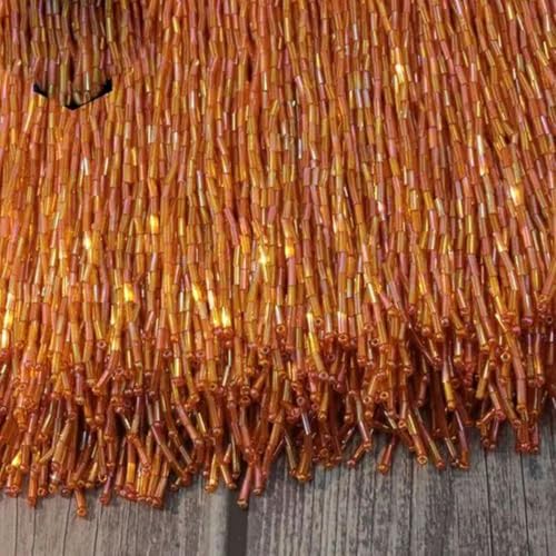 15 cm 30 cm Dekorativer Besatz mit Strasssteinen, Kleider, Strass-Spitze, Tanzkleidung, Glasperlenbesatz, Quastenfransen, 30 cm x 5 Yards, C325 Orange von PTBMBZ