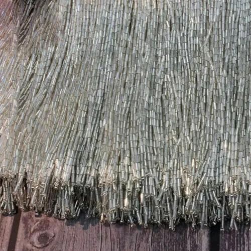 15 cm 30 cm Dekorativer Besatz mit Strasssteinen, Kleider, Strass-Spitze, Tanzkleidung, Glasperlenbesatz, Quastenfransen, 30 cm x 5 Yards, C334 Silber von PTBMBZ