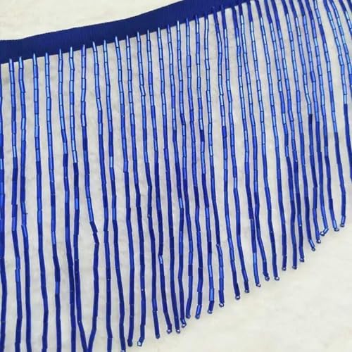 15 cm Tropfen Kristallperlen Glasröhre Fransen Spitze Quaste Borte Band DIY Tanz Latein Kleid Kostüm 1/2/5yd-2yard-Blau von PTBMBZ