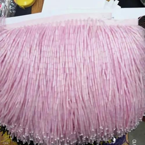 15 cm Tropfen Kristallperlen Glasröhre Fransen Spitze Quaste Borte Band DIY Tanz Latein Kleid Kostüm 1/2/5yd-5yard-Rosa von PTBMBZ