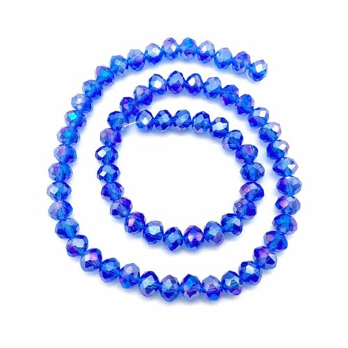 2 3 4 6 8 mm österreichische Kristallperlen zur Schmuckherstellung, lose Abstandshalter, facettierte Rondell-Glasperlen für Armbänder, DIY-Zubehör-blau-c64ab-6 mm (ca. 90 Stück) von PTBMBZ