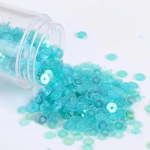 2–6 mm transparente, flache, runde Pailletten zum Nähen, für Hochzeitskleider, Accessoires, Nagelkunst, Damenbekleidung, DIY-Nähen, AB Trans L Blau, 2 mm, 4000 Stück, 10 g von PTBMBZ