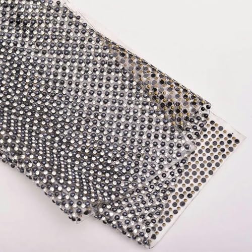 24 x 40 cm, 6 mm, Perlen-Strass-Netzblatt, Applikation, Hotfix-Glas-Strass, selbstklebender Kristallstoff zum Basteln von Kleidung, 3 mm, schwarzes Schleierkraut, selbstklebendes Design von PTBMBZ