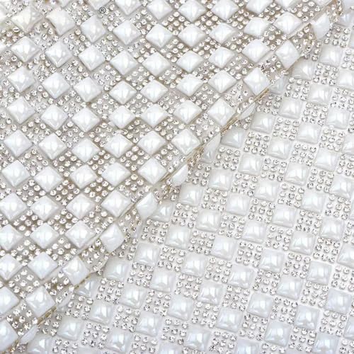 24 x 40 cm, 6 mm, Perlen-Strass-Netzblatt, Applikation, Hotfix-Glas-Strass, selbstklebender Kristallstoff zum Basteln von Kleidung, 8 mm quadratisch, Hotfix-Design von PTBMBZ