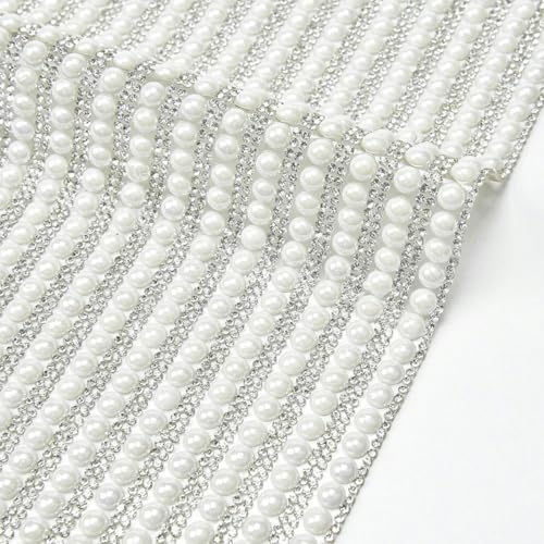 24 x 40 cm Array Pearl Crystal Mesh Sheet Selbstklebende Strass-Sticker-Applikation für Hochzeit, Auto, Kleidung, DIY-Stil 2-24 x 40 cm-Aufbügeln von PTBMBZ