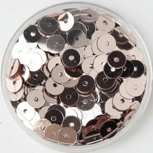 3 mm, 4 mm, 5 mm, 6 mm, flache, runde, lose PVC-Pailletten, Nähen, Kleidungszubehör, Pailletten zum Konfetti-Basteln-Champagner-6 mm, 720 Stück, 10 g von PTBMBZ