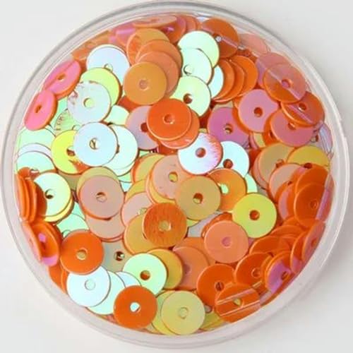 3 mm, 4 mm, 5 mm, 6 mm, flache, runde, lose PVC-Pailletten, Nähen von Kleidungszubehör, Pailletten zum Konfetti-Basteln-AB Orange-6 mm, 720 Stück, 10 g von PTBMBZ