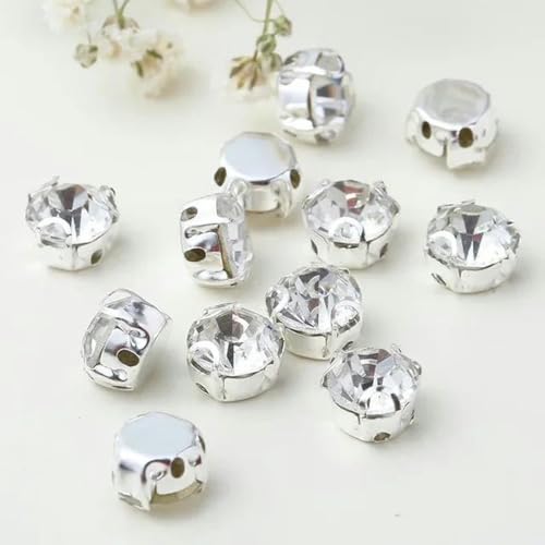 4–8 mm, 3D-Splitterklaue zum Aufnähen, klarer Kristall-Strass mit Loch, flache Rückseite, DIY-Näh-Strass für Kleiderdekoration, Splitterkristall, SS35, 7 mm, 100 Stück von PTBMBZ