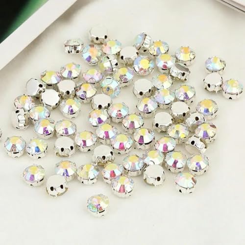 4–8 mm, 3D-Splitterklaue zum Aufnähen, klarer Kristall-Strass mit Loch, flache Rückseite, DIY-Näh-Strass für Kleiderdekoration, Splitterkristall AB-SS25, 5 mm, 200 Stück von PTBMBZ