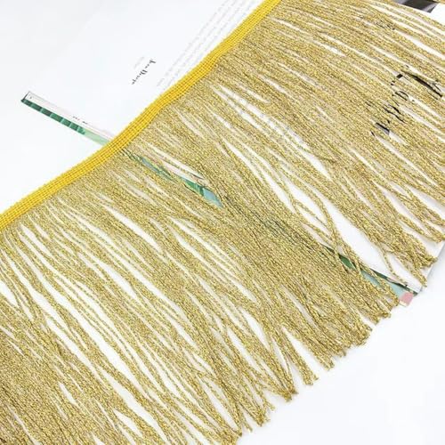 5/10 Meter 20 cm bunte Quastenfransenbesatz Spitze breite Quastenband lateinamerikanische Kleidervorhangfransen zum Nähen von Zubehör-10 Meter-Gold von PTBMBZ