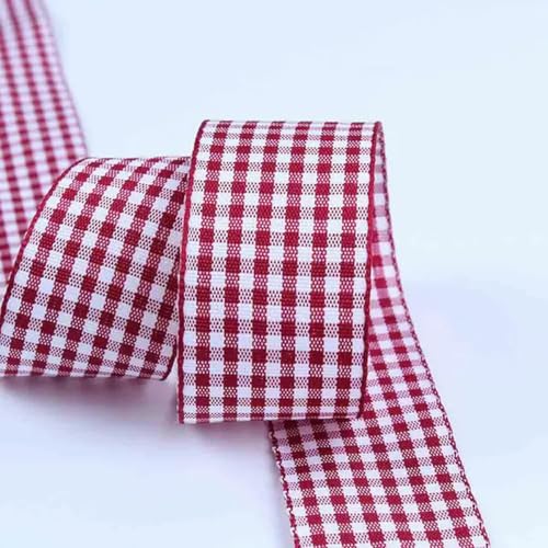 5 Meter Gingham-Bänder für Weihnachtsfeier-Dekorationen, Geschenkverpackungen, DIY-Schleifen, Haarbasteln, karierte Bänder-S018-15 mm von PTBMBZ