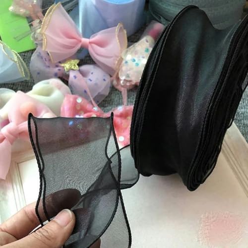 5 Meter einfaches Fischschwanzgarnband, Blumenstraußverpackung, Blumenbacken, Spitzenband, Wellen-Chiffongarn, Geschenkband, schwarz, 5 m von PTBMBZ