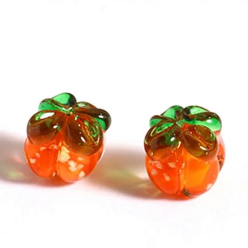 5 Stück/Beutel, runde, orange, leuchtende Kaki-Form, handgefertigte lose Lampwork-Glasperlen zur Schmuckherstellung, DIY-Bastelzubehör-06-5 Stück von PTBMBZ