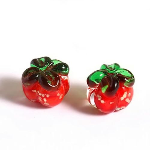 5 Stück/Beutel, runde, orange, leuchtende Kaki-Form, handgefertigte lose Lampwork-Glasperlen zur Schmuckherstellung, DIY-Bastelzubehör-07-5 Stück von PTBMBZ