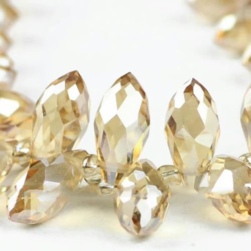 6 * 12mm 50 Stück Briolette-Anhänger Wassertropfen österreichische Kristallperlen Tropfenglasperlen zur Schmuckherstellung Armband DIY Zubehör-CS606 Gold Champagner von PTBMBZ