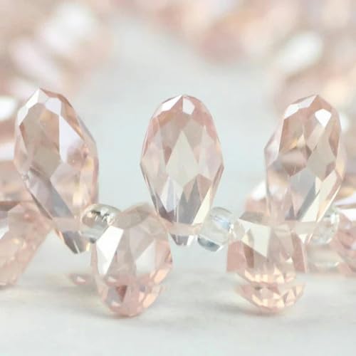 6 * 12mm 50 Stück Briolette-Anhänger Wassertropfen österreichische Kristallperlen Tropfenglasperlen zur Schmuckherstellung Armband DIY Zubehör-CS609 Pink von PTBMBZ