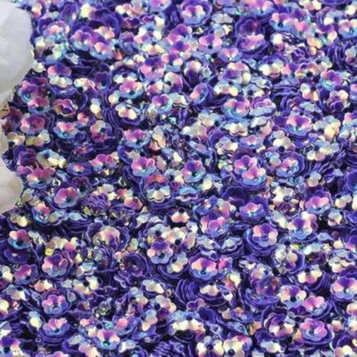 6 mm Mix Cup Blumen-Pailletten zum Basteln, Glitzer-Konfetti, Nägel, Kunstdekoration, Pailletten, DIY-Nähzubehör, lila gold, 50 g von PTBMBZ