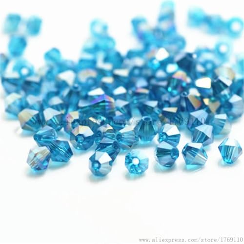 Gelbe AB-Farbe, 100 Stück, 3 mm, doppelkegelige österreichische Kristallperlen, Glasperlen, lose Abstandsperlen zur Herstellung von DIY-Schmuck, Grün, Blau, AB von PTBMBZ