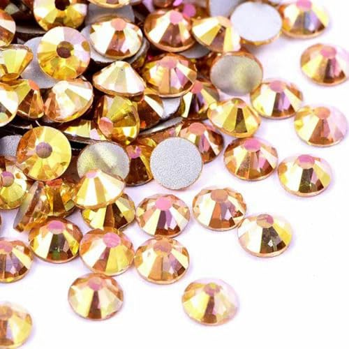 Glaskristalle, Strasssteine, nicht Hot Fix, Glitzer-Strass, flache Rückseite, für Nagelkunst-Dekorationen, DIY, 80 Sunshine, gemischte Größe, 1440 Stück von PTBMBZ