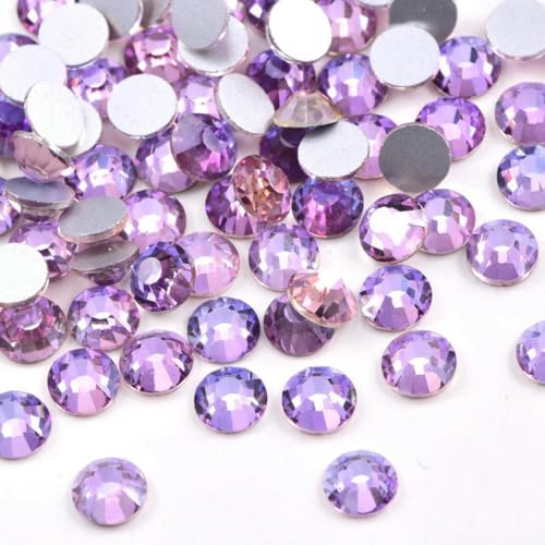 Glaskristalle, nicht Hot Fix-Strasssteine, Glitzer-Strass mit flacher Rückseite für Nagelkunst-Dekorationen, DIY-87 Luftviolett-SS16-1440 Stück von PTBMBZ