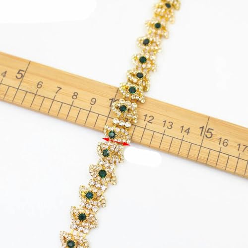 Goldfarbenes Kristallband, bunte Applikation, Strass-Besatzkette für Damenschuhe, Taschen, Kleidung, Dekoration, Accessoires-ML187-Smaragd von PTBMBZ