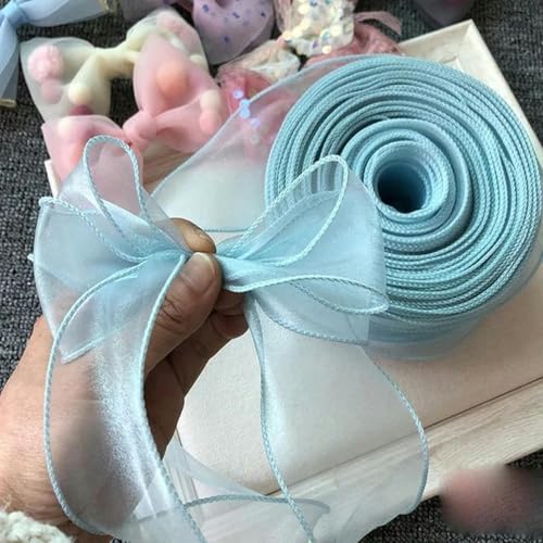 Meter einfaches Fischschwanzgarnband, Blumenstraußverpackung, Blumenbacken, Spitzenband, Wellen-Chiffongarn, Geschenkband, hellblau, 5 m von PTBMBZ