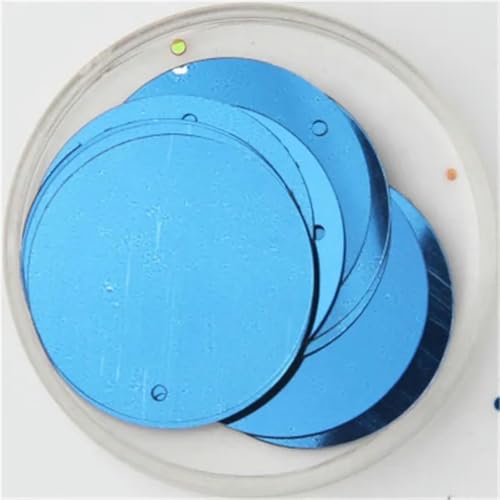 Pailletten, 30 mm, 40 mm, 50 mm, Pailletten zum Basteln, große, runde Pailletten, Paillette mit 1 Seitenloch, manuelles DIY-Nähzubehör, blau, 40 mm von PTBMBZ