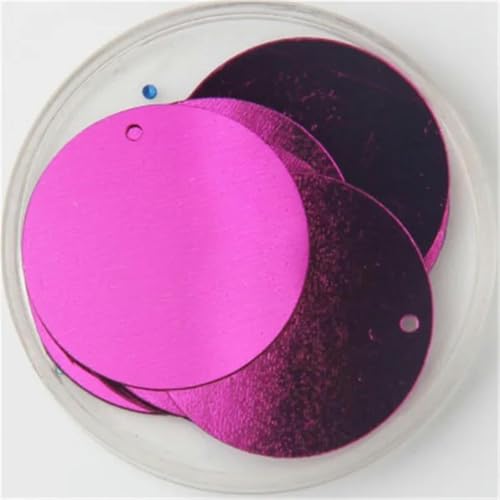 Pailletten, 30 mm, 40 mm, 50 mm, Pailletten zum Basteln, große, runde Pailletten, Paillette mit 1 Seitenloch, manuelles DIY-Nähzubehör, pink, 40 mm von PTBMBZ