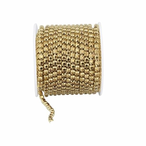 SS6-SS18 Kristall-Strass-Cup-Kette zum Aufnähen auf Glas-Strass-Besatzkette zum Aufkleben auf bunte Kristall-Cup-Kette für Heimwerker-Aurum (Gold)-SS16-4 mm-5 Yards-Packung von PTBMBZ