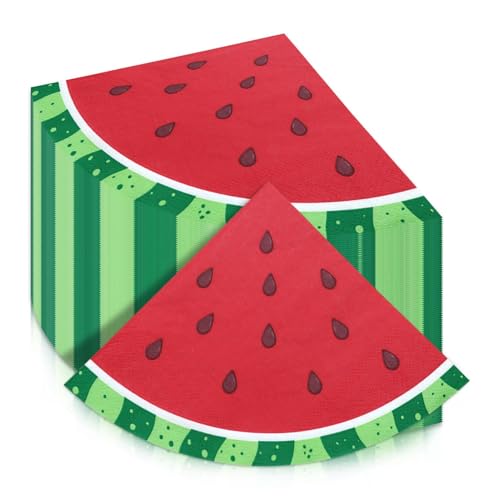 100Pcs Wassermelone Servietten, Einweg-Wassermelone Scheiben Servietten, Picknick-Servietten für Kinder Baby-Dusche Sommer tropische Frucht Wassermelone Party Zubehör von PTECDROTS