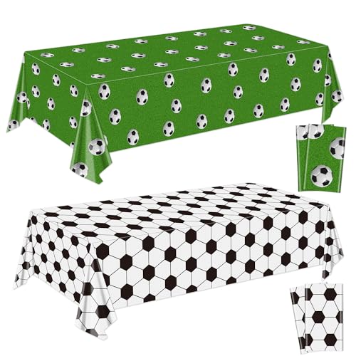 4Pcs Fußball-Tischdecken, Fußball-Muster-Party-Tischdecke, rechteckige Gras-Tischdecken für Kinder Fußball-Thema Fan-Sport-Veranstaltung Spiel Tag Fußball Geburtstag Party Supplies, 130 x 220cm von PTECDROTS