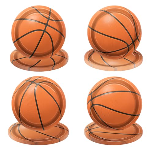 PTECDROTS 40Pcs Basketball Teller - einschließlich 9" Basketball Geburtstag Party Dekorationen Teller Einweggeschirr für Kinder Basketball Fan Sport Event Basketball Party Zubehör von PTECDROTS