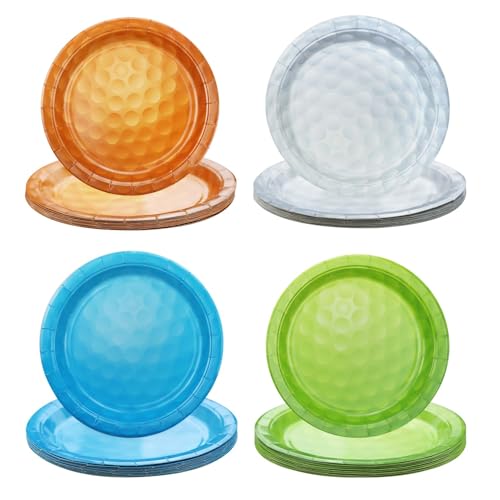 PTECDROTS 40Pcs Golfteller - einschließlich 9" Golf Party Dekorationen Teller Einweggeschirr für Kinder Golf Fan Sports Event Golf Party Zubehör von PTECDROTS