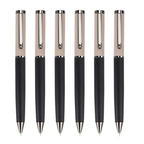 PTILSERY 6 Stück Metall-Kugelschreiber, dekorativer Stift, 1,0 mm, Schreibstift, Signaturstift, schwarze Tinte, Schreibwarenstift für Schüler und Lehrer von PTILSERY