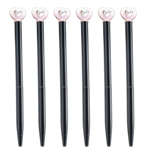 PTILSERY 6 x Set Liebesherz-Kugelschreiber, glattes Schreiben, 1,0 mm, Signaturstift, Ölstift, dekorativer Stift für Schule, Büro, Arbeit von PTILSERY