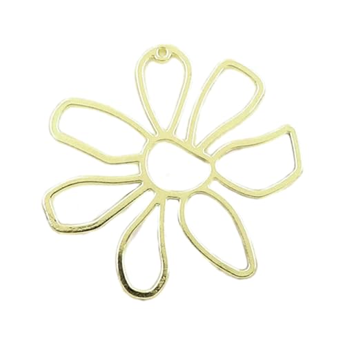 PTILSERY 9 Farben, 53 x 56 mm, unregelmäßige kleine Blumen-Charm-Anhänger für Damen, DIY, bunte Blumenschmuck, Halsketten, zur Herstellung von Fundstücken, Blumenanhänger, Gold von PTILSERY