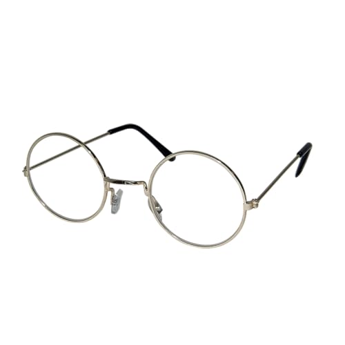 P'TIT CLOWN Gefälschte Brille, Gläser ohne Stärke, für Erwachsene, Unisex, für Verkleidungen, Weihnachtsmann, Detektiv, Schule, Karneval, Halloween, Cosplay, Kostümpartys (Gold) von p'tit clown