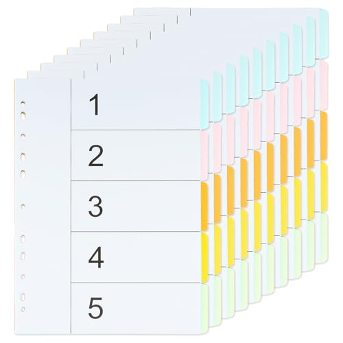 10er-Pack Karton Register A4 5 Teilig, Trennblätter Register für Ordner A4, Recycing Ringbuch Register Din A4 Breit 11 Loch Gelocht, 5 Taben Trennregister 1-5 Schule Büro Haus, 150gsm (5-teilig) von PTJJXA