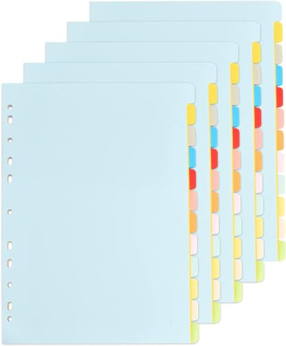 5er-Pack Karton Register A4 12 Teilig, Trennblätter Register für Ordner A4, Recycing Ringbuch Register Din A4 Breit 11 Loch Gelocht, 12 Taben Trennregister 1-12 für Schule Büro Haus, 150gsm von PTJJXA