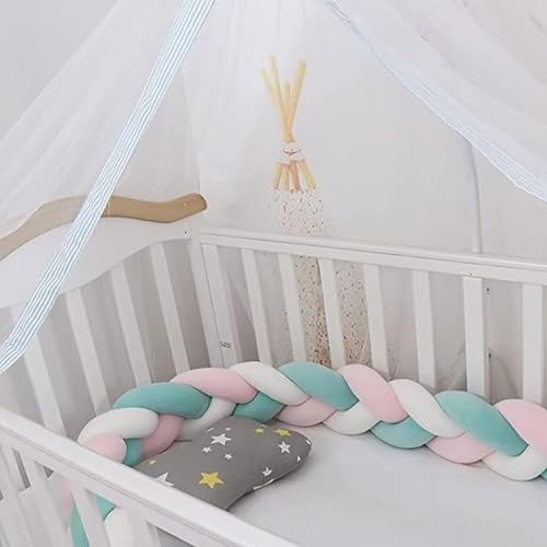 PTKG Babybett Umrandungen Knotenkissen Baby Bettumrandung Seitenschläferkissen Baby Geflochtene Bettschlange Baby Nestchenschlange Bettschlange Baby Geflochten,A01,1.5m von PTKG