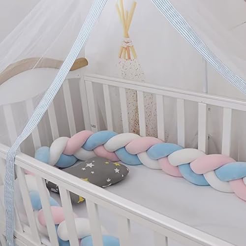 PTKG Babybett Umrandungen Knotenkissen Baby Bettumrandung Seitenschläferkissen Baby Geflochtene Bettschlange Baby Nestchenschlange Bettschlange Baby Geflochten,A03,1.5m von PTKG