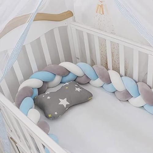 PTKG Babybett Umrandungen Knotenkissen Baby Bettumrandung Seitenschläferkissen Baby Geflochtene Bettschlange Baby Nestchenschlange Bettschlange Baby Geflochten,A04,1.5m von PTKG