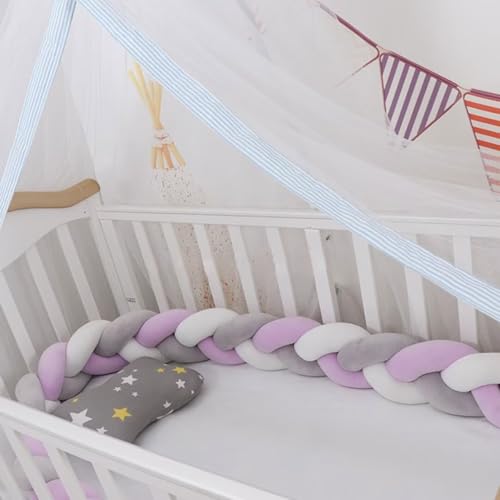 PTKG Babybett Umrandungen Knotenkissen Baby Bettumrandung Seitenschläferkissen Baby Geflochtene Bettschlange Baby Nestchenschlange Bettschlange Baby Geflochten,A05,1.5m von PTKG