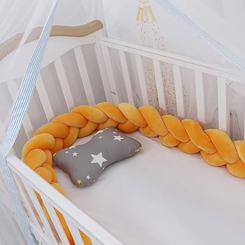 PTKG Babybett Umrandungen Knotenkissen Baby Bettumrandung Seitenschläferkissen Baby Geflochtene Bettschlange Baby Nestchenschlange Bettschlange Baby Geflochten,A06,1.5m von PTKG