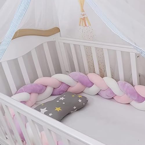 PTKG Babybett Umrandungen Knotenkissen Baby Bettumrandung Seitenschläferkissen Baby Geflochtene Bettschlange Baby Nestchenschlange Bettschlange Baby Geflochten,A08,1.5m von PTKG