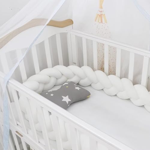 PTKG Babybett Umrandungen Knotenkissen Baby Bettumrandung Seitenschläferkissen Baby Geflochtene Bettschlange Baby Nestchenschlange Bettschlange Baby Geflochten,A09,1.5m von PTKG