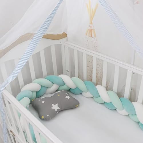 PTKG Babybett Umrandungen Knotenkissen Baby Bettumrandung Seitenschläferkissen Baby Geflochtene Bettschlange Baby Nestchenschlange Bettschlange Baby Geflochten,A10,1.5m von PTKG