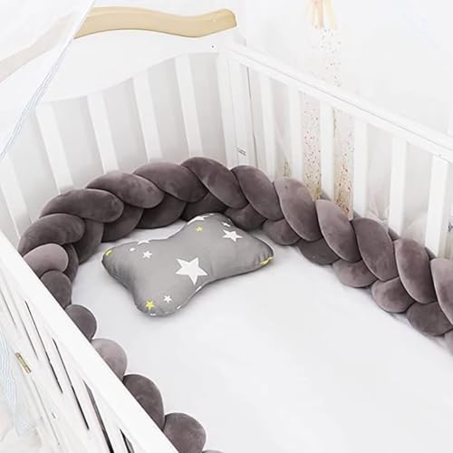 PTKG Babybett Umrandungen Knotenkissen Baby Bettumrandung Seitenschläferkissen Baby Geflochtene Bettschlange Baby Nestchenschlange Bettschlange Baby Geflochten,A11,1.5m von PTKG