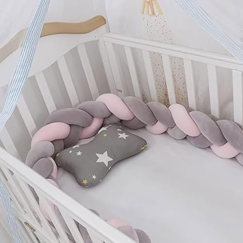 PTKG Babybett Umrandungen Knotenkissen Baby Bettumrandung Seitenschläferkissen Baby Geflochtene Bettschlange Baby Nestchenschlange Bettschlange Baby Geflochten,A13,1.5m von PTKG