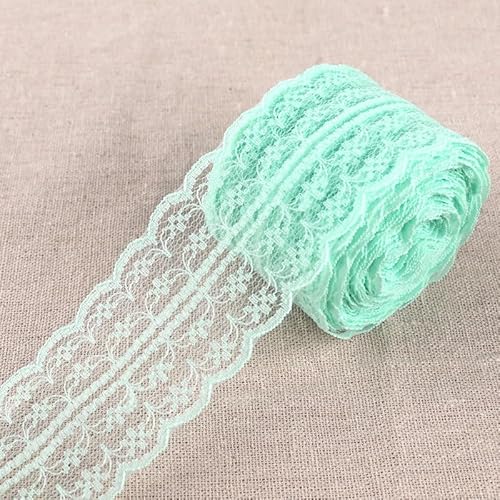 1 Rollen Spitzenbordüre Spitzenband - 10m 4.5CM Breite Spitzenband Vintage Spitzen-Blumen Zierband Spitzenborte Häkelspitze Dekoband für DIY Nähen Handwerk Deko Scrapbooking Geschenkbox-Grün #1 von PTNKUIIY